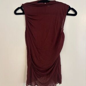Free People Sheer Elegant Burgundy Top